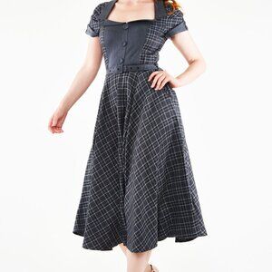 Grey Voodoo Vixen Ella Tartan Flare Dress